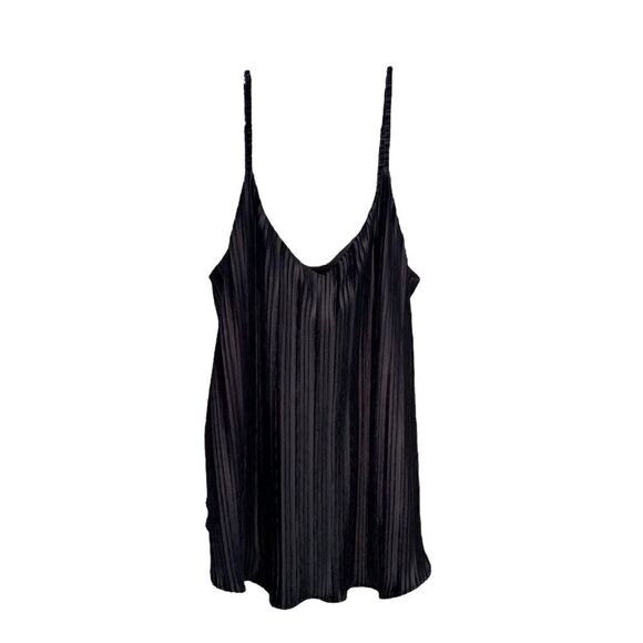 DALIA Black Pleated Tank Top Sleeveless Blouse Spaghetti Strap See Meaurements - Picture 1 of 6